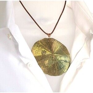 Natual Pyrite Sun Sand Dollar Wire Wrapped Large Organic Medallion Necklace